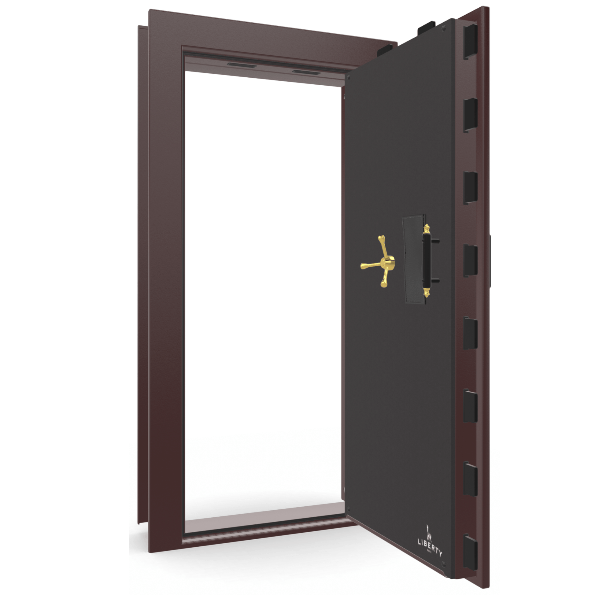 Vault Door Series | Out-Swing | Right  Hinge | Burgundy Marble | Mechanical Lock - open