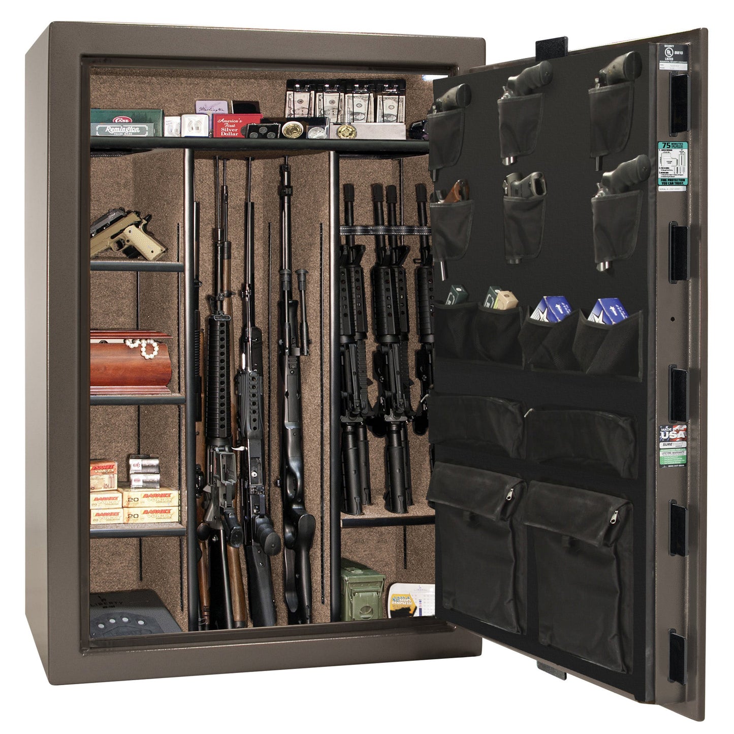 Colonial Series | Level 4 Security | 75 Minute Fire Protection | 35 | DIMENSIONS: 60.5"(H) X 42”(W) X 22"(D*) | Bronze Textured | Electronic Lock - open