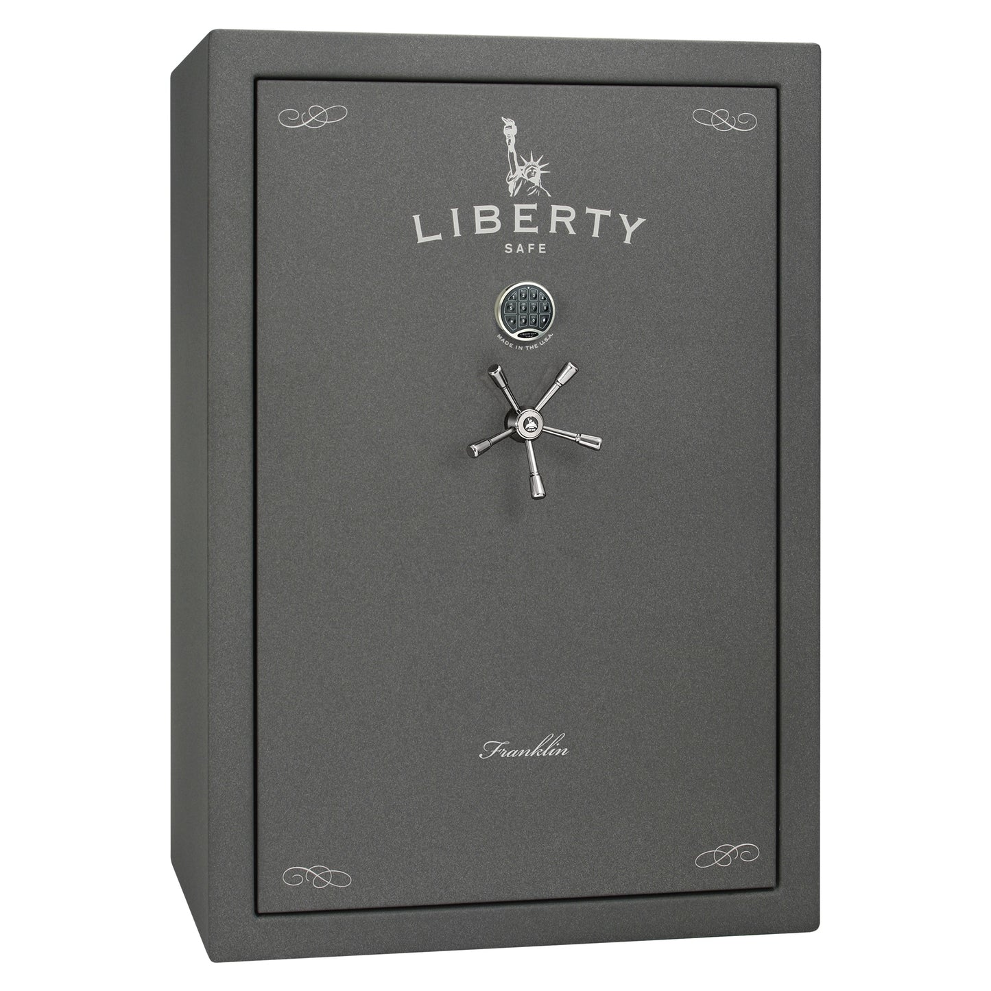 Franklin 45 | Pro Flex Interior | Level 5 Security | 110 Minute Fire Protection | Dimensions: 60.5"(H) x 42"(W) x 27.5"(D) | Up to 60 Long Guns | Granite Textured | Electronic Lock - Closed