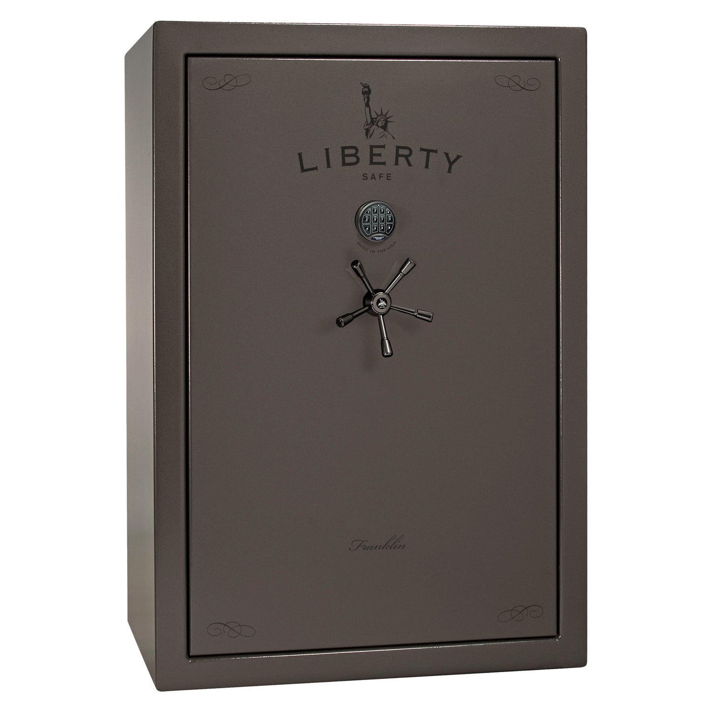 Franklin 45 | Pro Flex Interior | Level 5 Security | 110 Minute Fire Protection | Dimensions: 60.5"(H) x 42"(W) x 27.5"(D) | Up to 60 Long Guns | Gray Marble | Electronic Lock - Closed