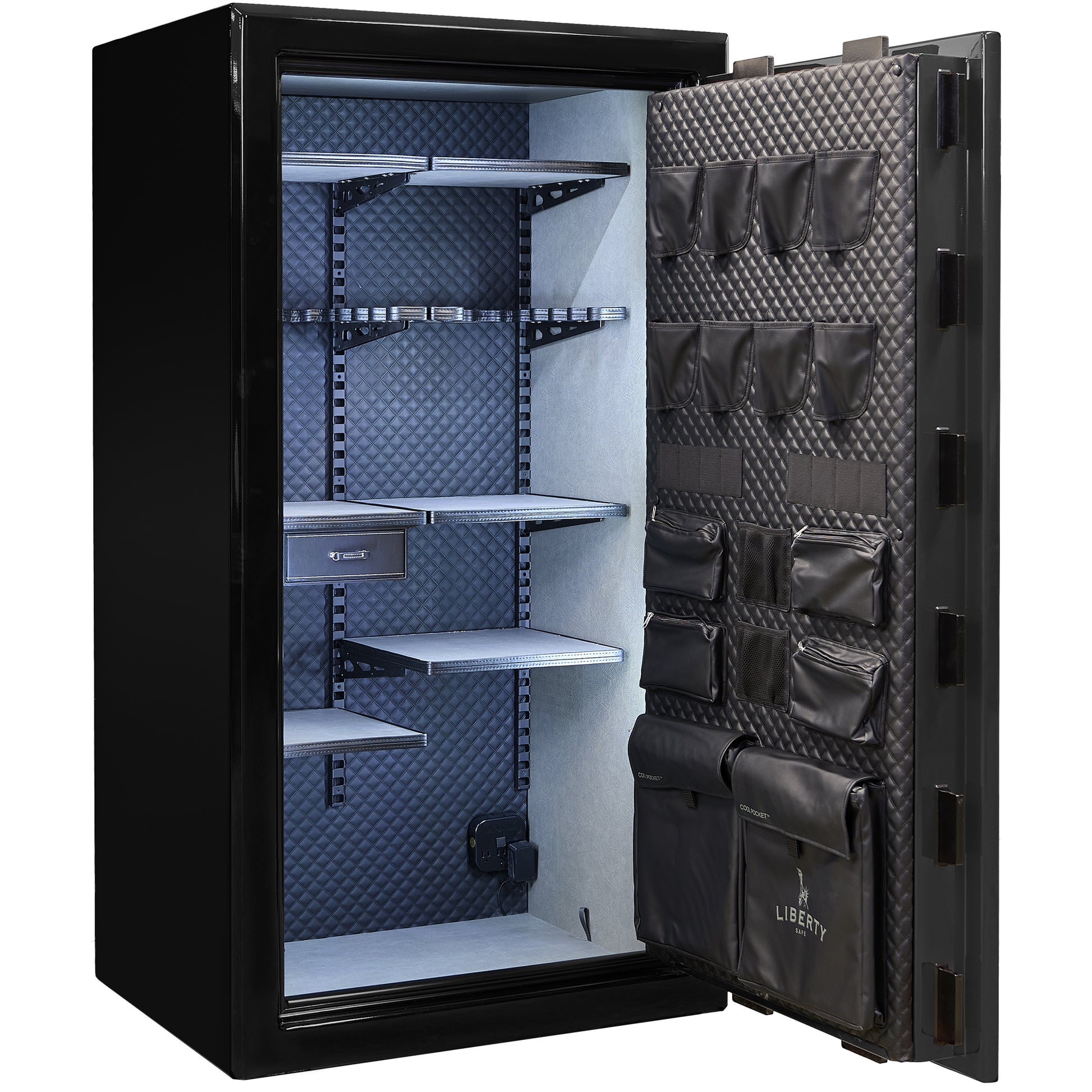Presidential Series | Level 10 Security | 2.5 Hours Fire Protection | 40 | Dimensions: 66”(H) x 36”(W) x 27.75"(D*) | Gray Charcoal Gloss | Mechanical Lock - Open