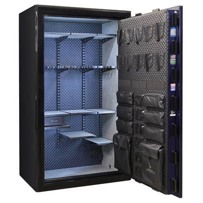 Presidential Series | Level 10 Security | 2.5 Hours Fire Protection | 50 | Dimensions: 72”(H) x 42”(W) x 27.75"(D*) | Blue Gloss | Mechanical Lock - Open