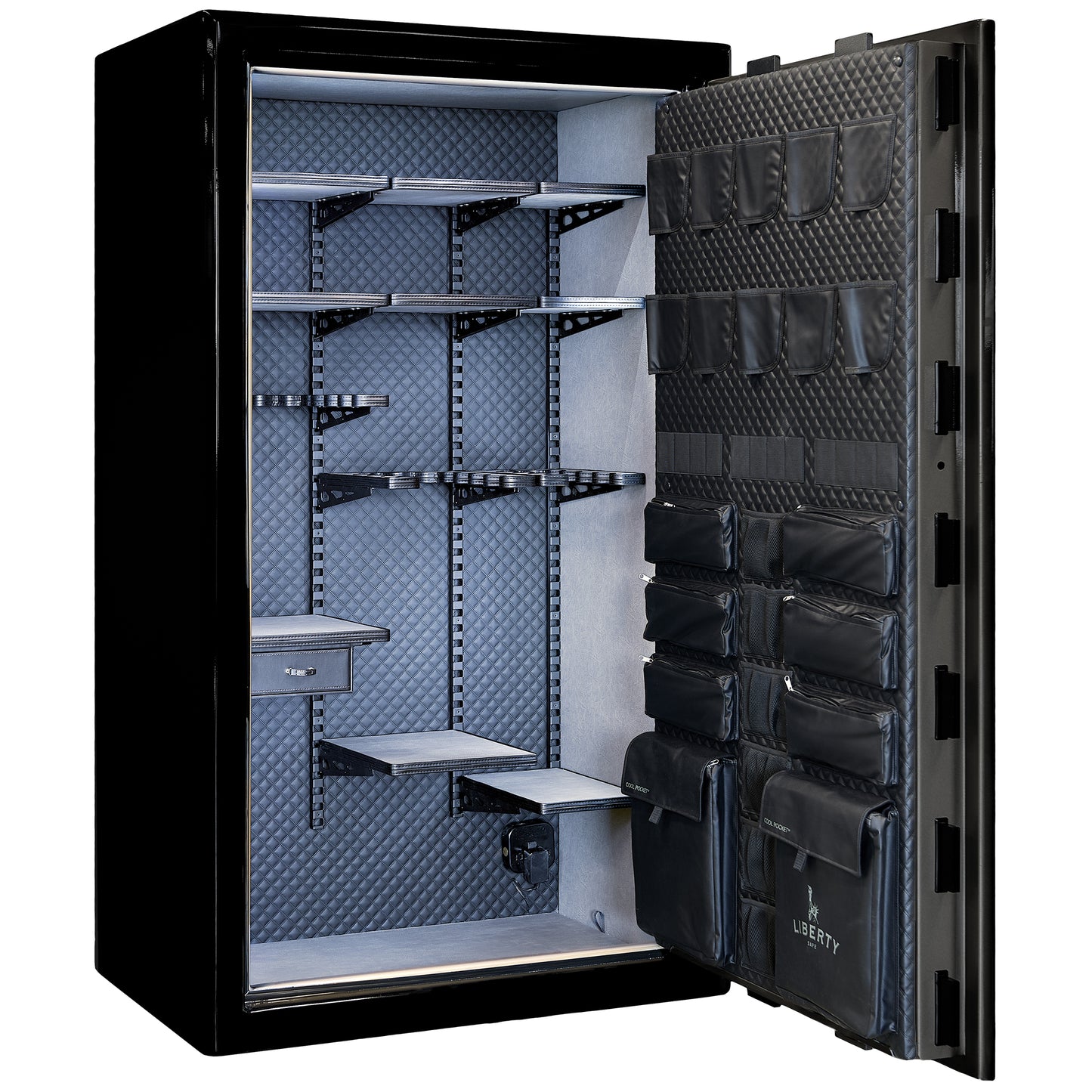 Presidential Series | Level 10 Security | 2.5 Hours Fire Protection | 50 | Dimensions: 72”(H) x 42”(W) x 27.75"(D*) | Gray Charcoal Gloss | Electronic Lock - Open